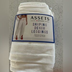 Assets by Spanx White Shaping Denim Leggings size L NWT